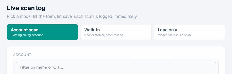 Live scan counter logging strip