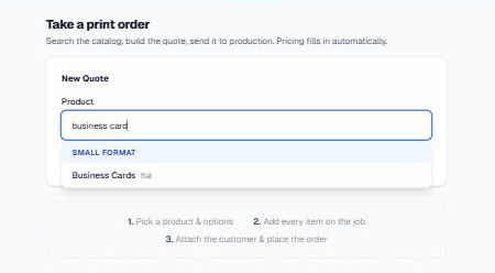 Associate order entry with live catalog search
